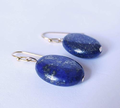 Natural Lapis Lazuli drop earrings with 24k gold plated hook faceted genuine lapis lazuli uniquelan jewelry