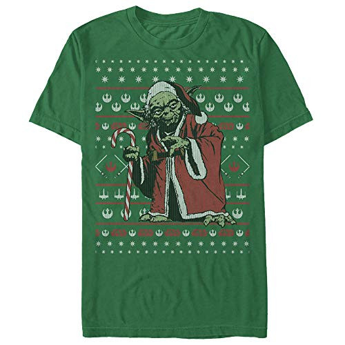 Mens Star Wars Ugly Christmas Santa Yoda T-Shirt - Kelly Green - X Large