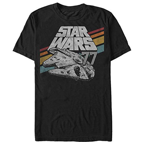 Mens Star Wars Retro 77 Millennium Falcon Stripes T-Shirt - Black - 4X Large Mens Star Wars Retro 77 Millennium Falcon Stripes T-Shirt - Black - 4X Large