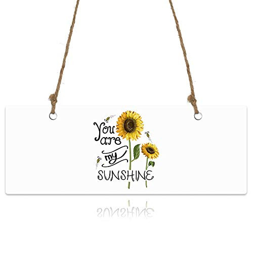 You are My Sunshine Welcome Door Hanging Sign Plaque Wall Signs Yard Indoor Outdoor Garden Decorations with Hang Rope 11x4 inch Sunflowers