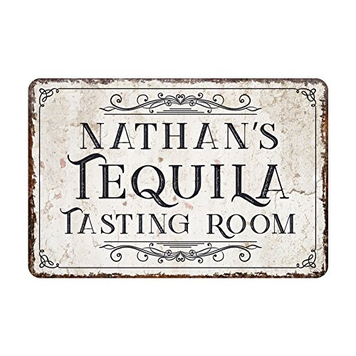 Pattern Pop Personalized Vintage Distressed Look Tequila Tasting Room Metal Sign