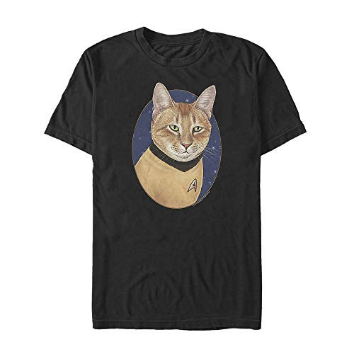 Fifth Sun Mens Star Trek Captain Kirk Cat T-Shirt - Black - X Large