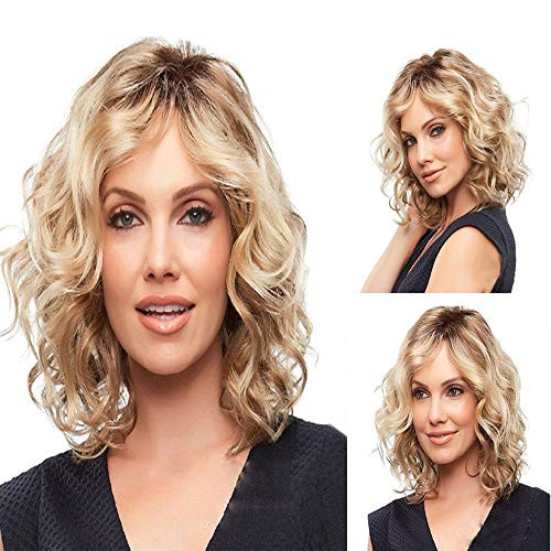 Wigs Short Blonde Wig with Hair Bangs Womens Curly Wavy Heat Resistant Synthetic Blonde Hair Wigs for Women Brown Wigs Short Blonde Wig with Hair Bangs Womens Curly Wavy Heat Resistant Synthetic Blonde Hair Wigs for Women Brown