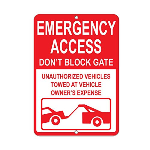weewen Emergency Access Dont Block Gate Unauthorized Towed Decorative Signs Metal Aluminum Sign Gift Wall Sign Safety Sign