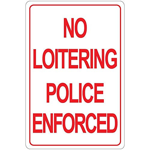 weewen No Loitering Police Enforced Wall Decor Sign Metal Sign for Outdoor Yard Safety Sign Aluminum Signs