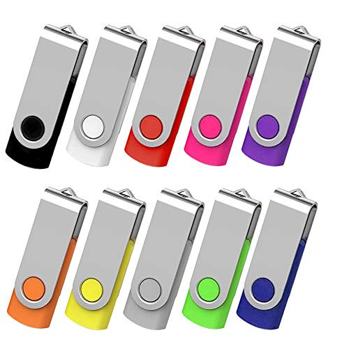 Aretop 16GB USB Flash Drive 10 Pack Premium USB2.0 Swivel Flash Drive Bulk 16GB Pendrive Memory Stick Thumb Drive Bulk Jump Drive Pack Flash Drive 10 Pack 10PCS 16GB Mix Colors