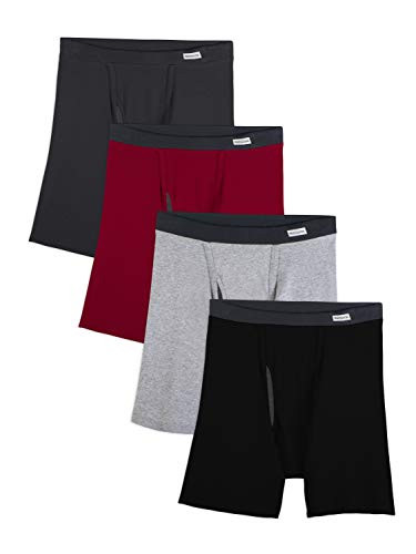 Fruit of the Loom Mens No Ride Up Boxer Brief Covered Waistband - 4 Pack XX-Large