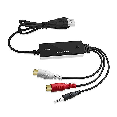 Audio Capture Card, Easy-Link USB 2.0 Audio Grabber Cable with Music Editing Software for Windows / Mac OS / Cassette Tape to MP3 CD iPod / Transfer Audio Tapes Vinyl Old LPs to PC