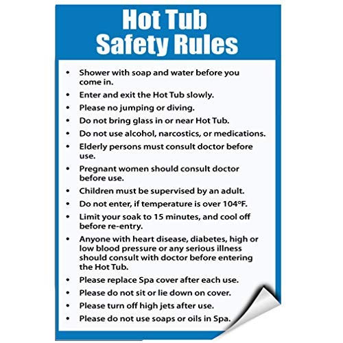 Hot Tub Safety Rules Follow  and  Obey Rules  and  Regulations?. Warning Stickers Lable Decal Safety Signs and Stickers Vinyl for House Van Property Car Window 7 Inches X 10 Inches