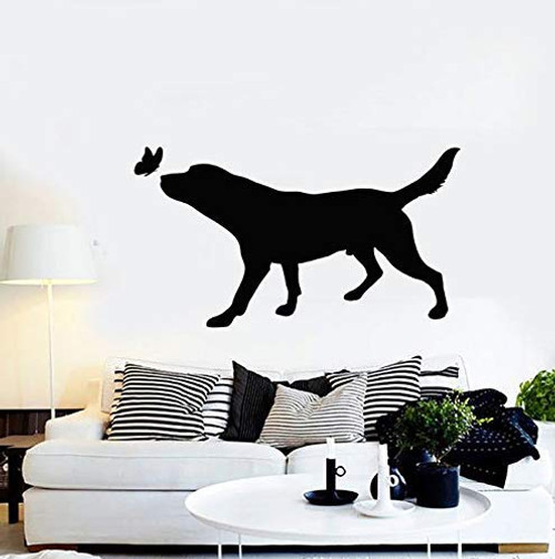Wall Decal Pets House Animals Care Dog Play Butterfly Silhouette Vinyl Window Glass Stickers Pet Store Family Art Mural 42X75 cm