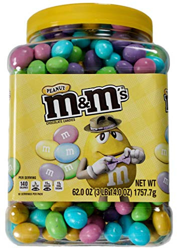 M and Ms Peanut Chocolate Easter Candy Jar  62 Ounce .  62 Ounce