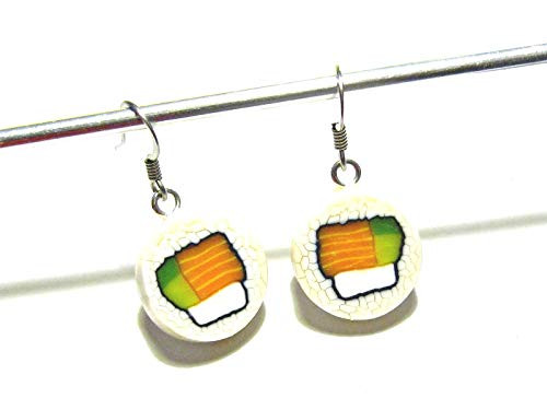 Philadelphia Sushi Rolls Dangle Earrings - Tiny Food Jewelry