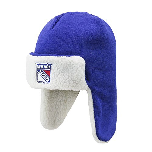 OTS NHL New York Rangers Mens Breck Sherpa Hunter Knit Cap Team Color One Size