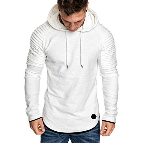 Mens Long Sleeve Sweatshirt Hoodies Stripe Sport Top Solid Slim Fit Hooded Casual Pullover Blouse Undershirt WEI MOLO