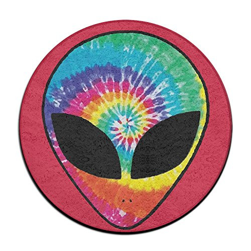 JJKKFG-H Rainbow Tie Dye Alien Head Print Diameter 60 Cm Kitchen Rug Handy Mat