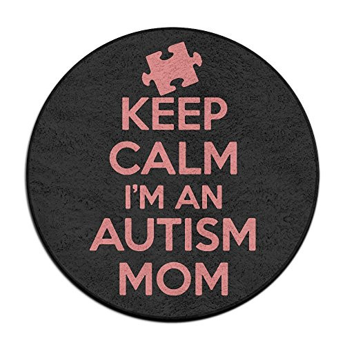 JJKKFG-H Keep Calm Im An Autism Mom Print Diameter 60 Cm Kitchen Rug Mat