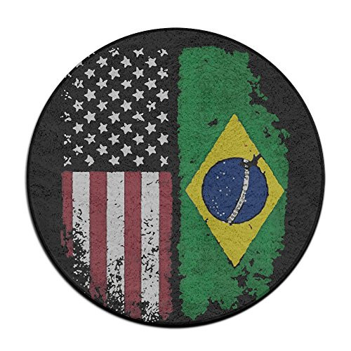 JJKKFG-H Vintage Brazilian American Flag Print Diameter 60 Cm Kitchen Rug Bath Mat