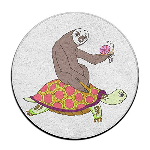 JJKKFG-H Sloth Turtle and Snail Print Diameter 60 cm Entrance Rug Shoe Scraper Doormat