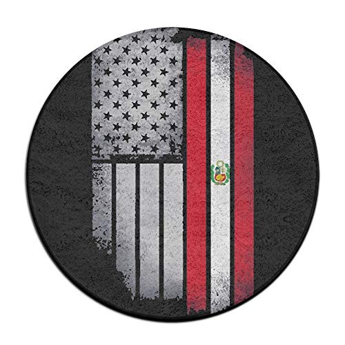 JJKKFG-H USA Peru Flag Print Diameter 60 cm Entrance Rug Rest Mat