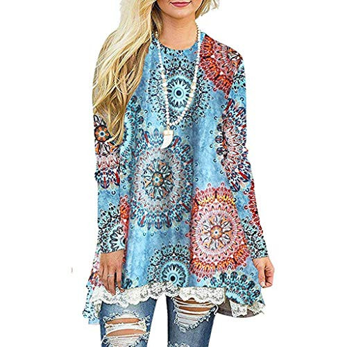 Ladies Tops and Blouses Plus Size Womens Top Womens Lightweight Color Block Tunic Tops Crewneck Long Sleeve T-Shirt Casual Loose Shirt Blouses