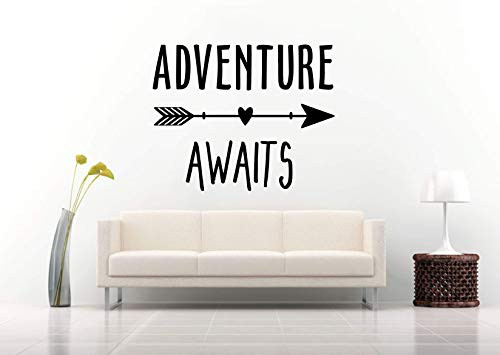Quote Wall Decal - Adventure Awaits Wall Decal Vinyl Sticker Nursery for Home Bedroom Children