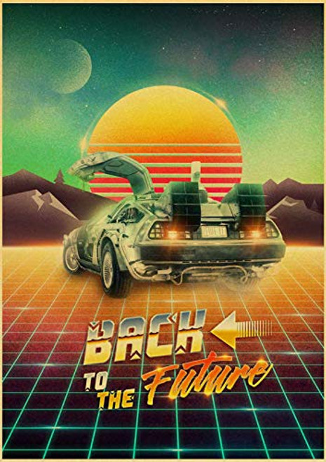 DeLorean Time Machine Poster Gifts for Movie Fans Automobile Wall Decor Marty McFly Wall Art Back to The Future Poster Living Room Artwork  24x32