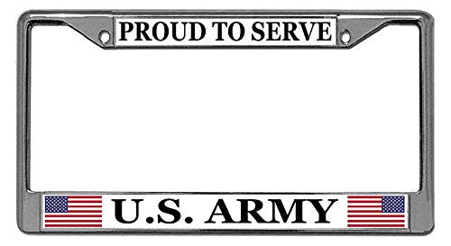 JiuzFrames Proud to Serve U.S. Army Stainless Steel Auto License Plate Frame Hippie Waterproof Metal License Plate Frame Holder with Bolts Washer Caps 6 x 12 in