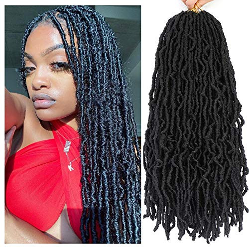 SamBraid 24 Inch 7 Packs New Soft Locs Crochet Hair Natural Butterfly Locs Crochet Braids Black Curly And Pre Looped Synthetic Braiding 24 Inch 7Packs 1B