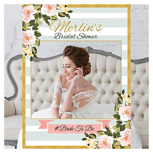 Roses Flower Bridal Shower Photo Prop  Sizes 36x24 48x36 Pink Floral Photo Booth Frame Wedding Party Supplies Photo Booth Props Wedding Reception Bridal Shower Selfie Frame Party Prop