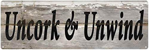 Uncork  and  Unwind Wine Sign Rustic Home Decor Wall Art Tin Signs Decorations Plaque Gift 6 x 18 Matte Finish Metal 106180087036