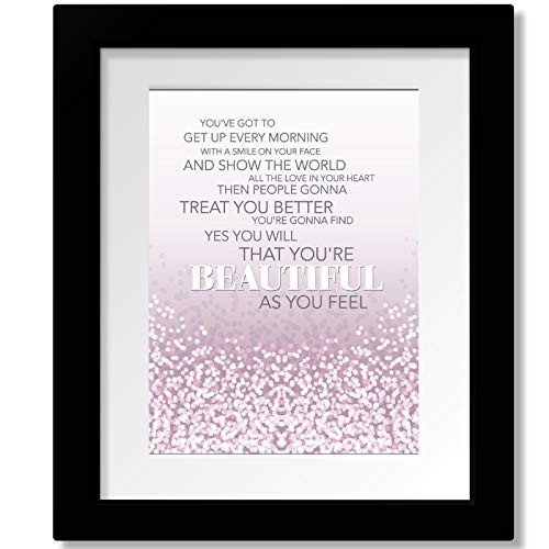 Beautiful by Carole King - Music Quote Inspired Poster Print with Matted and Framed Options- Home Decor Anniversary Gift - Song Lyric Wall Visual Art