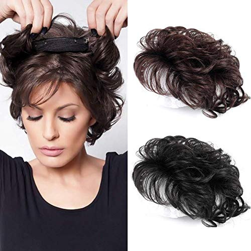 Natural Human Hair Topper Closure Curly Hair Clip in Hairpiece Short Hair Weaving Hair Replacement Crown Wiglet for Women 13x14cm Natural Black 6 inch