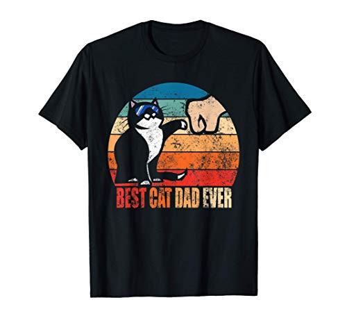 Best Cat Dad Ever Paw Fist Bump Funny Fathers Day Tee T-Shirt