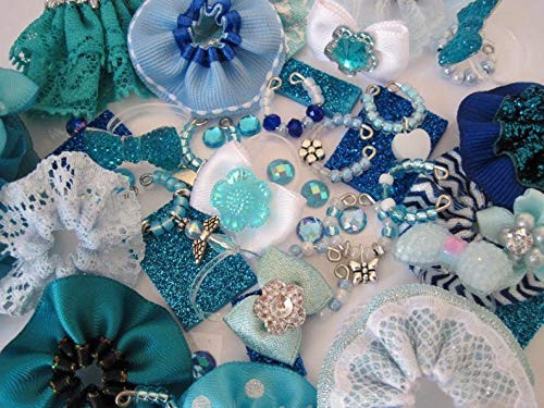 Littlest Pet Shop LPS 12 PC Clothes Blue Accessories Grab Bag Custom Lot Bows