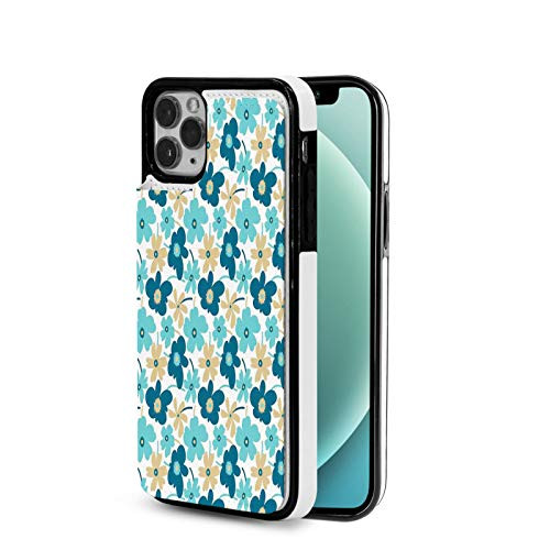 Designed for iPhone 12 Pro Max CaseGarden Art Simplistic Spring Flower Motifs with Petals in Blue Shades Beige Dark Blue and Pale Blue for The iPhone 12 Pro Max TPU Case Design 6.7 inch