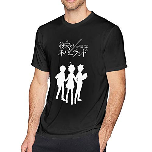 Jotaro Anime The Promised Neverland Hope Emma  and  Norman  and  Ray Short Sleeve T-Shirt Top for Men Black
