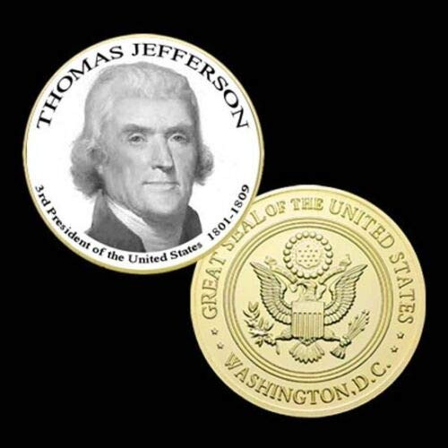 3rd President of The U.S. United States 1801-1809   Thomas Jefferson   Gold Plated Challenge Coin