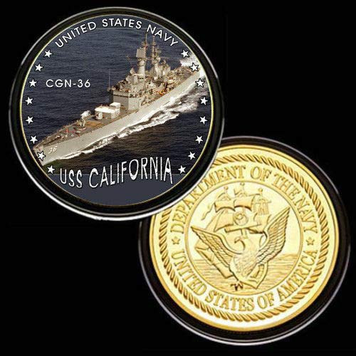 U.S. United States Navy   USS California CGN-36   Gold Plated Challenge Coin