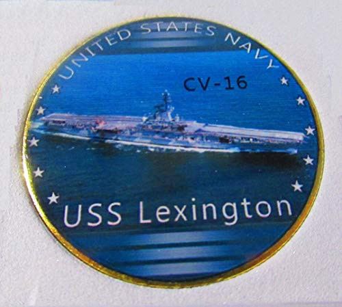 U.S. United States Navy   USS Lexington CV-16   Gold Plated Challenge Coin