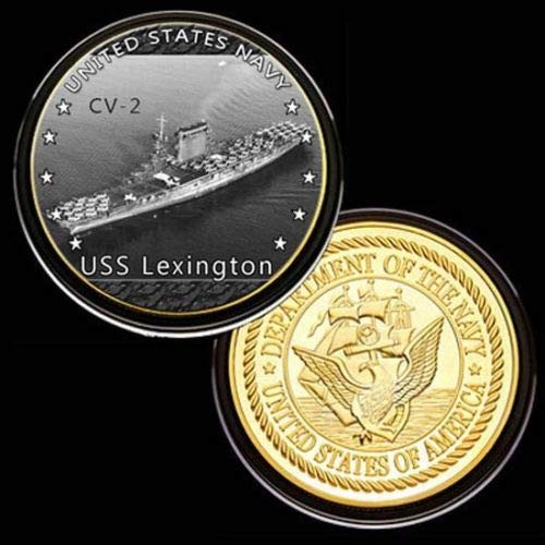 U.S. United States Navy   USS Lexington CV-2   Gold Plated Challenge Coin