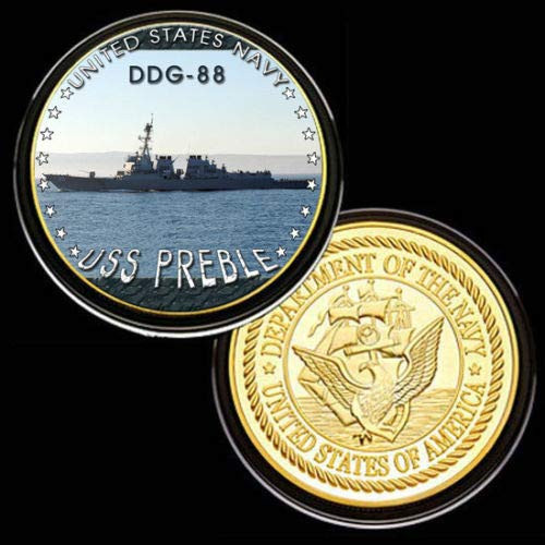 U.S. United States Navy   USS Preble DDG-88   Gold Plated Challenge Coin