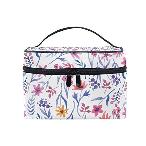 Travel Cosmetic Bag Watercolor Flower Floral Toiletry Makeup Bag Pouch Tote Case Organizer Storage Tools Jewelry For Women Girls