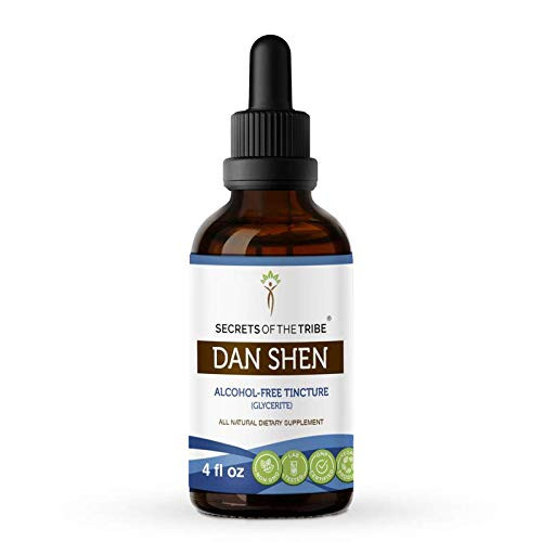 Dan Shen Tincture Alcohol-Free Tincture Extract Organic Red Sage  Danshen Salvia Miltiorrhiza  Dried Root Tincture Supplement  4 fl oz