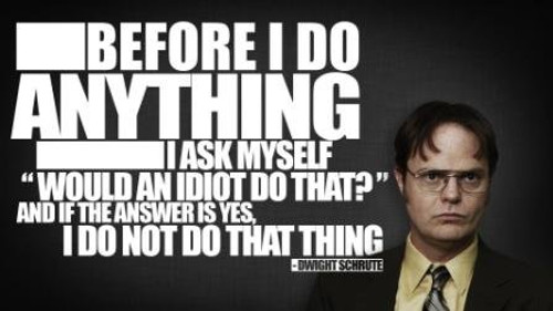 Divine Posters Dwight Shrute Before I do Anything I Ask Myself The Office T V Show 12 x 18 Inch Multicolour Famous Poster