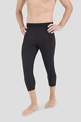 Terramar Mens Thermolator Climasense 4-Way Stretch Brushed 3 4 Pants Black Small  28 inch -30 inch