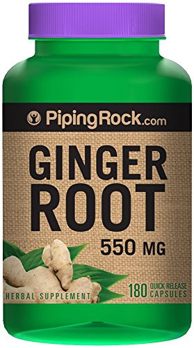 Piping Rock Ginger Root 550 mg 180 Quick Release Capsules Herbal Supplement