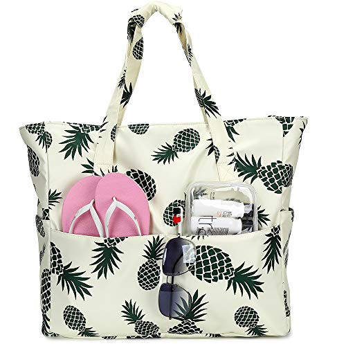 Large Beach Tote Bag Women Waterproof Sandproof Pineapple Zipper Beach Tote Bag Pool Gym Grocery Travel with Wet Pocket Large Beach Tote Bag Women Waterproof Sandproof Pineapple Zipper Beach Tote Bag Pool Gym Grocery Travel with Wet Pocket