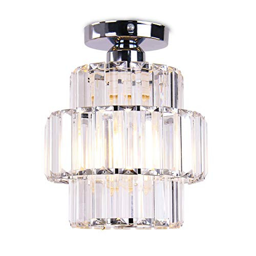 Cainjiazh Mini Chandelier Crystal Chandeliers Lighting Flush Mount Ceiling Light Double-Layers Crystal Modern Chandelier Lighting Fixture for Bedroom Hallway BarKitchenBathroom
