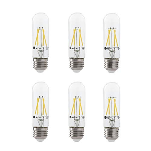LED 4.5W T10 Clear Tubular Filament Light Bulb 50W Equivalent 400 Lumens 3000K Soft White E26 Medium Base Dimmable 120V UL Listed  6 Pack
