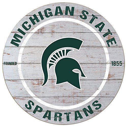 KH Sports Fan 20 inch x20 inch  Weathered Michigan State Spartans Classic Circle Sign